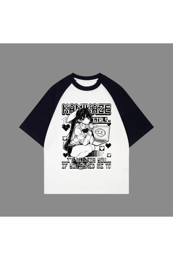 GOSSİP TEAM Λευκό Unisex Μαύρο T-Shirt Raglan Kamikaze