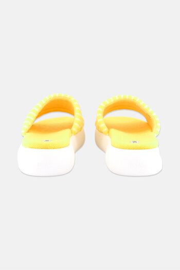 Toms Women Striped Terry Slip On Slides, Yellow