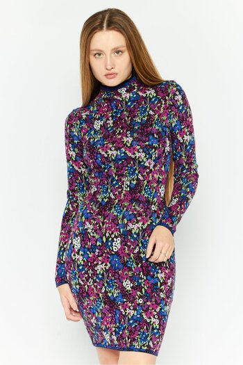 Hugo Boss Women Floral Print Mini Dress, Purple Combo