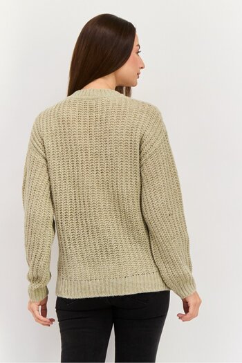 Esprit Women Crew Neck Knitted Sweater, Beige
