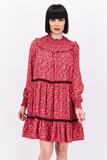 Scotch & Soda Women Allover Print Midi Dress, Red Combo
