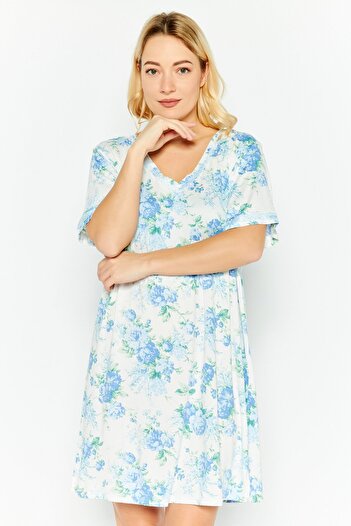 Flora By Flora Nikrooz Women Floral Print Sleepwear Dress, White