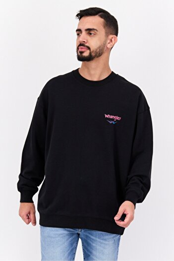 WRANGLER Men Crew Neck Graphic Print Long Sleeves Sweatshirt, Black