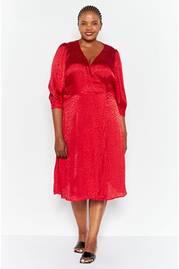 Michael Kors Women Plus Size Animal Print Midi Dress, Crimson Red
