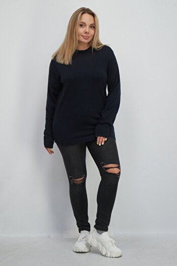 Esprit Women Crew Neck Plain Sweater, Navy Blue