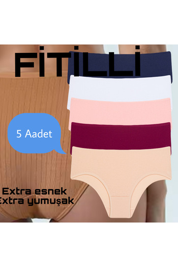 Afrodizyac Chiloți cu talie înaltă cu nervuri din 5 piese, foarte moi și foarte elastici