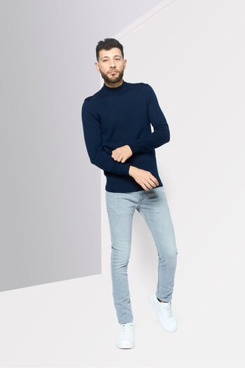 Michael Kors Men Crew Neck Plain Long Sleeve Sweater, Navy