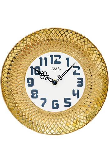 AMS Wall Clock 9615, Quartz, White, Analogue, Modern