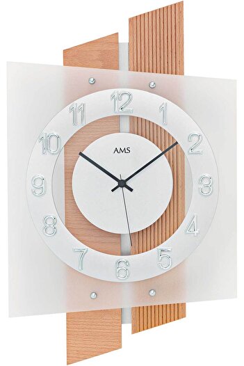 AMS Wall Clock 5530, Quartz, White, Analogue, Modern