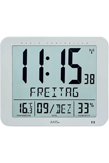 AMS Wall Clock 5884, Quartz, Grey, Analogue, Modern