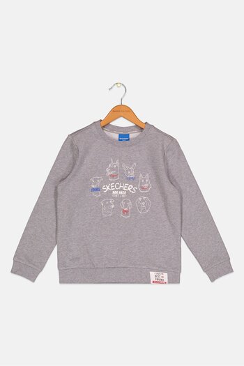 SKECHERS Kids Boy Sportswear Fit Long Sleeve Training Sweatshirts, Heather Grey