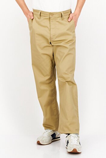 CELIO Men Loose Fit Solid Chino Pants, Beige
