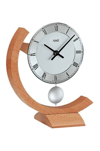 AMS Table Clock 163, Quartz, Silver, Analogue, Modern