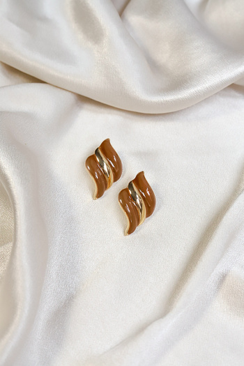 Brillo Vintage Wave Pattern Double Color Earrings
