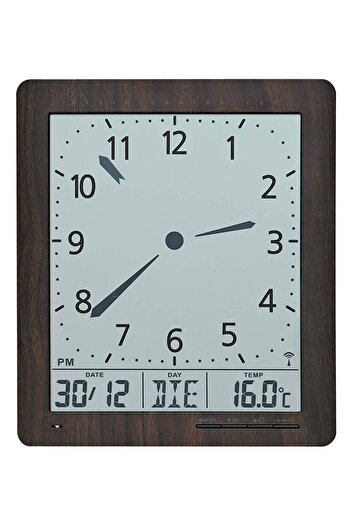 AMS Wall Clock 5893, Quartz, Grey, Digital, Modern