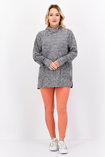 Nine West Women Sportswear Fit Heather Long Sleeves Outdoors Sweatshirt, Grey