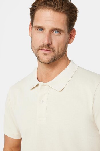 Tudors Men's Ecru Polo Collar Slim Fit Cotton T-Shirt - Soft Texture, Breathable, Non-Curling Collar