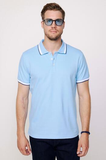 Tudors Ανδρικό μπλουζάκι Slim Fit Slim Fit 100% βαμβακερό απλό μανίκι πικέ ριγέ μπλουζάκι με γιακά πόλο