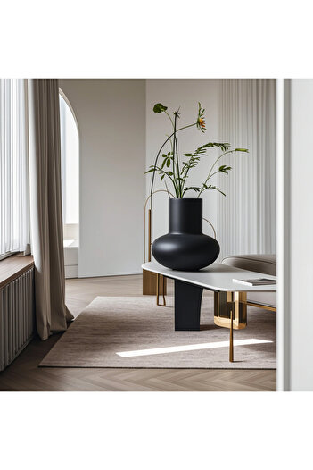SEVMİNE Vază decorativă din beton negru - 15 cm |   Design modern și elegant, minimalist