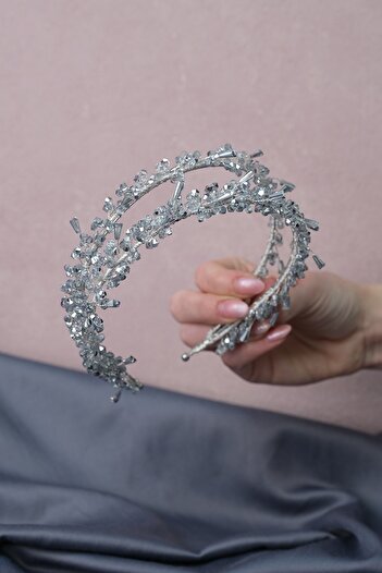 Hobigram Gray Talya Double Row Beaded Bridal Henna Crown – Other Hair Accessories, Stylish Design – Other Hair Accessories