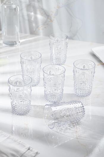 Hangora Acrylic Transparent 6-Piece Short Cup & Water Soft Drink Coffee Side Cup 400 ml (Not Glass)