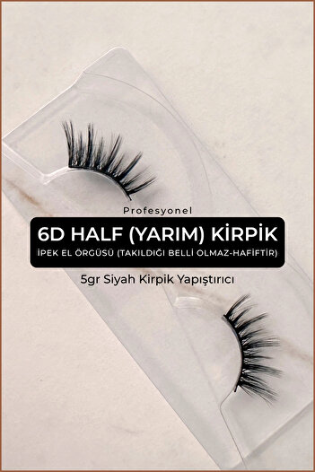 GXMPRO Half İpek Kirpik - Köşelere Takılan (Yarım Boy) Takma Kirpik - 5gr Kirpik Yapıştırıcı Set