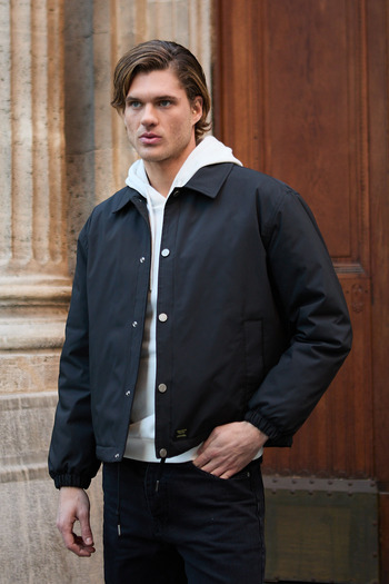 Danger Men's Jacket Oversize Snap Closure Black Jacket Coats