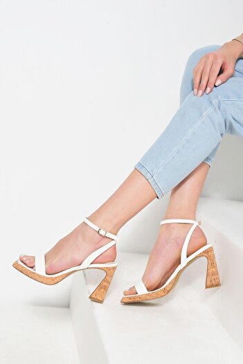 Beyond White (Platform) Tulip Shoes - Ankle Strap Back Hunter Heels Leather Baby Bottom 10.5 cm