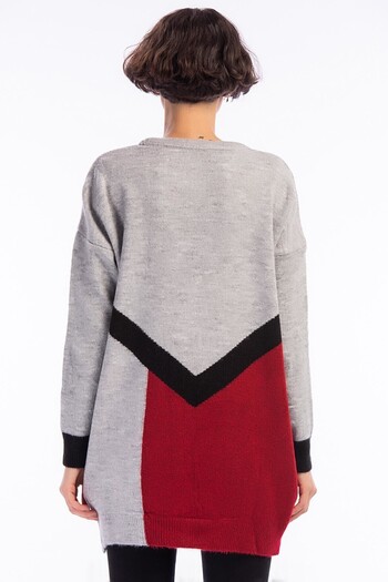 Cotton Mood 20026083 Knitwear Soft Yarn 3-Color Intersiye Tunic Gray