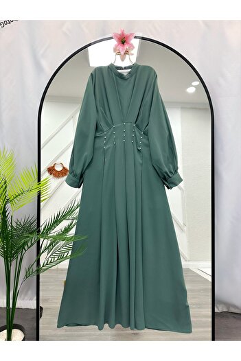 YEDİLALE Waist Stone Embroidered Tesettes Dress