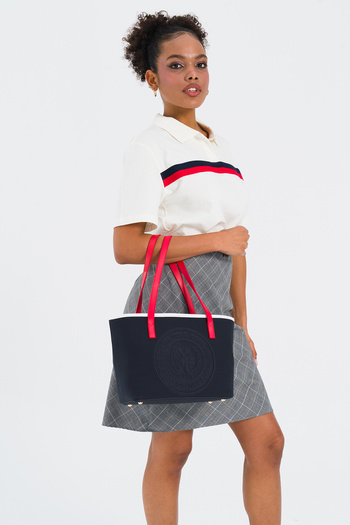 U.S. Polo Assn. Geantă de umăr pentru femei bleumarin-roșu-alb Us25271