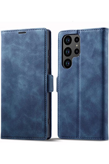 m.tk moveteck Galaxy S25 Ultra Case 360 Full Containers Leather Textured Flip Wallet Stand Clamshell Cover with Business Card
