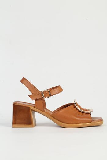 Pierre Cardin Genuine Leather Tan Women's Heeled Shoes Pc-54634