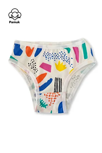 MK Mukko Kids Set de chiloți din bumbac pentru fete, 6 piese, design colorat și cu modele