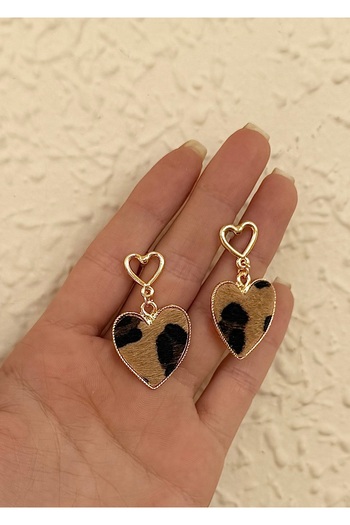 takıtarzım Leopard Dangle Velvet Heart Earrings