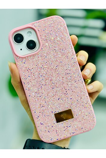 Go Aksesuar Iphone 13 - 14 ve 15 Uyumlu ELMAS Tasarımlı Taşlı Işıltılı Parlak Pırlanta Silikon Kılıf