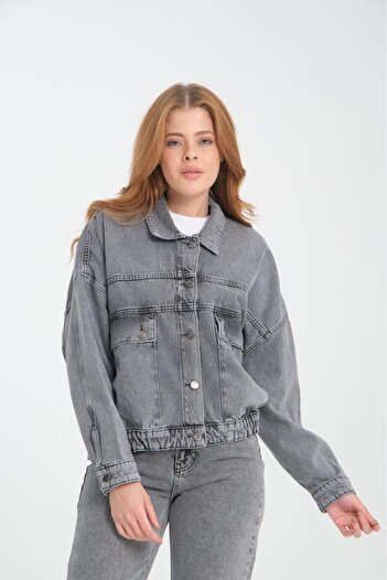 Store %100 Pamuk Kadın Kot Ceket - Cepli ve Şık Tasarım