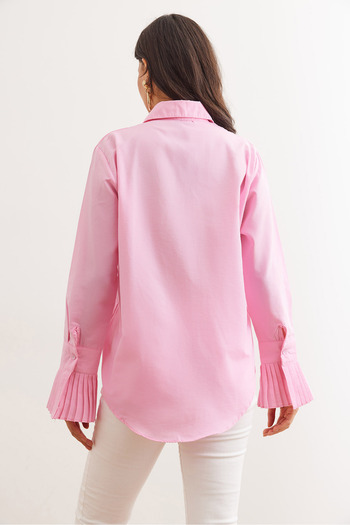 Olalook Női Candy Pink mandzsetta redőzött részletes ing GML- 19001275