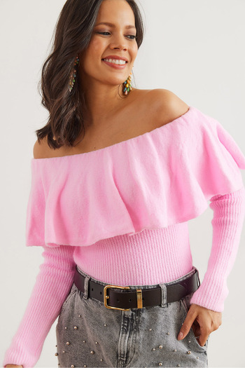 Olalook Candy Pink Madonna Collar Sweater - Soft Textured Kzk- 19000957