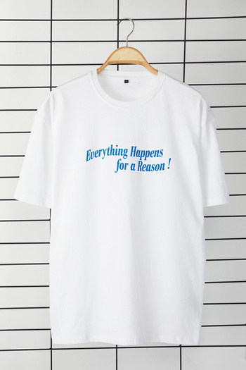 Trendyol Collection Weißes, übergroßes/breit geschnittenes T-Shirt aus 100 % Baumwolle mit Slogan-Print
