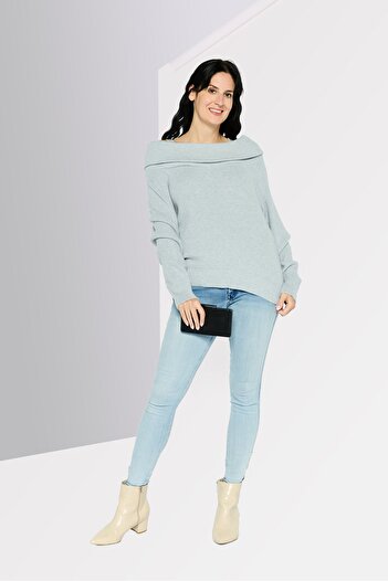 Dkny Women Turndown Collar Knitted Print Long Sleeves Sweater, Grey