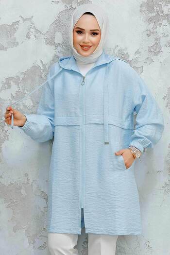 Neva Style Hooded Baby Blue Hijab Cap 44721Bm