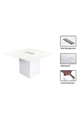 Mahmayi Ultra-Modern Projekt 7 Rec 360 12 Seater Square Modular Conference Table, Cable Management - White