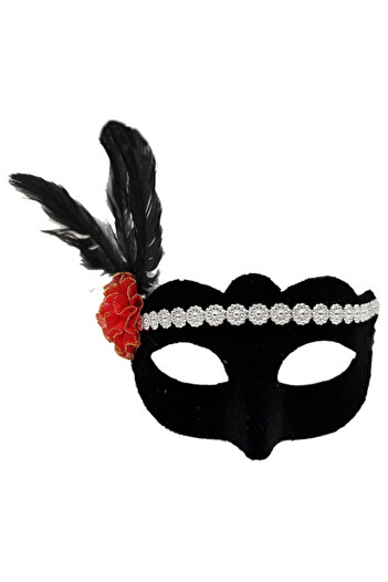 Skygo Silver Lace Red Rose Design Party Mask