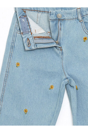 LC Waikiki Beli Ayarlanabilir Cicekli Kiz Cocuk Jean Pantolon - S55140Z1