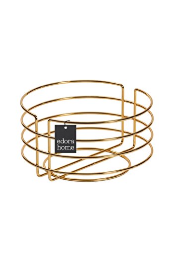 Edora Home Gold Round Bread Basket Stylish,Breadiness Blue Wicker Knitted Macrame-Multi-Purpose Metal Stainless