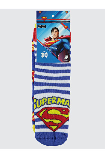 Superman Süperman Erkek Çocuk 2'li Havlu Çorap 2-12 Yaş Sarı