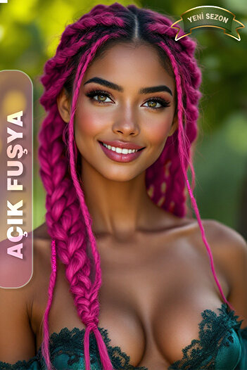 KONAK PERUK Afrika Örgüsü Rasta Ve Box Braid için Sentetik Saç - Açık Fuşya