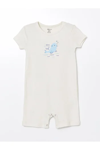 LC Waikiki Lcw Eco Ecru Crew Neck Cotton Baby Boy Romper