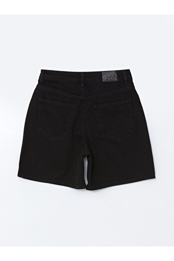 LC Waikiki Xside Black High Waist Mom Fit Women's Jean Shorts